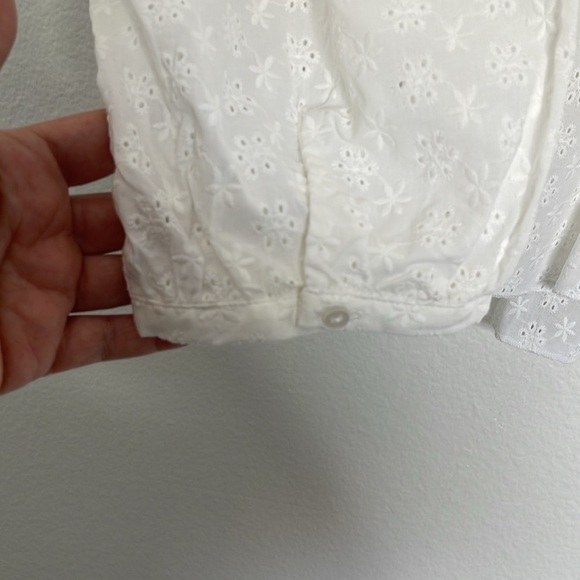 Elizabeth James White Long Sleeve Ruffle Eyelet Elastic Waist Blouse XXL New - Picture 4 of 8